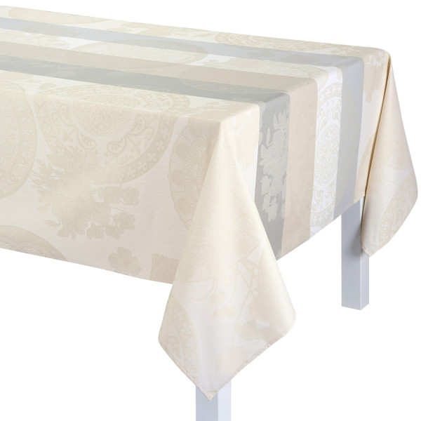 Le Jacquard Français Fleurs Gourmandes coated tablecloth craie/chalk