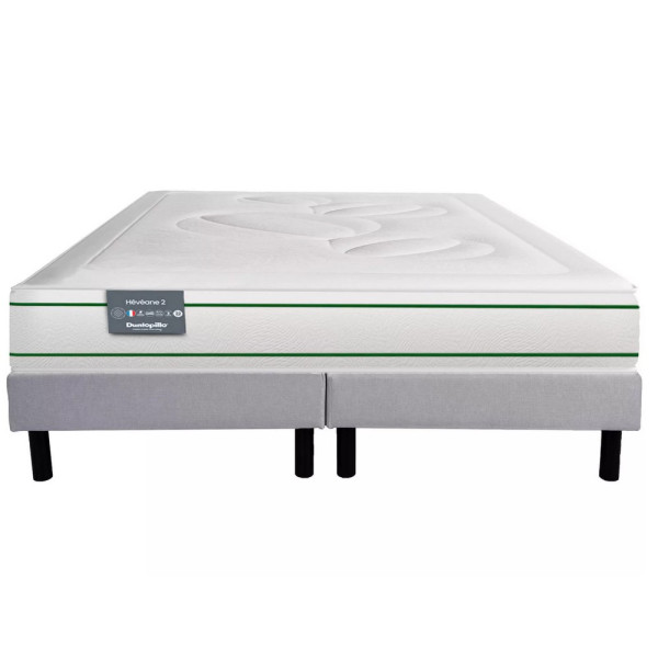 Ensemble Heveane Dunlopillo matelas sommier lattes fixes - 8 tailles