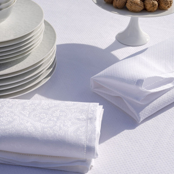 4 serviettes de table Le Jacquard Français Portofino fiori - 2 coloris
