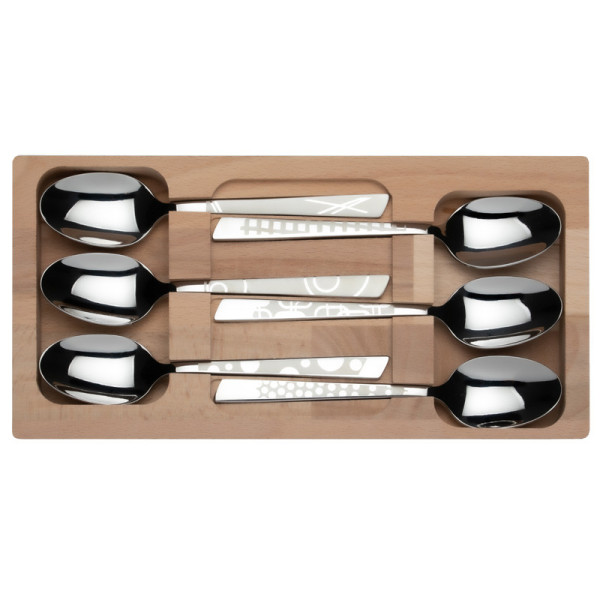 Coffret 6 cuillères à café décors maison Roger Orfèvre
