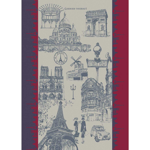 Lot de 2 torchons GARNIER THIEBAUT J'aime Paris tricolore
