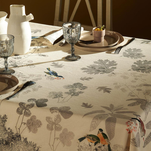 Garnier Thiebaut Charcoal Monochrome Tablecloth - 4 sizes