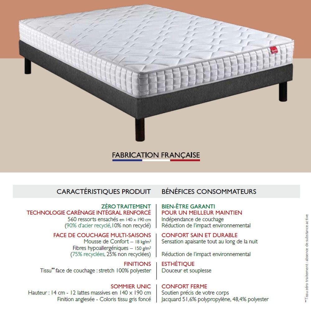 Epeda Fréquence box spring mattress set - 4 sizes