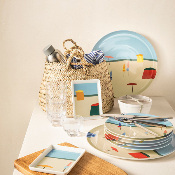 DEGRENNE Box of 4 dessert plates Destination sea 23cm