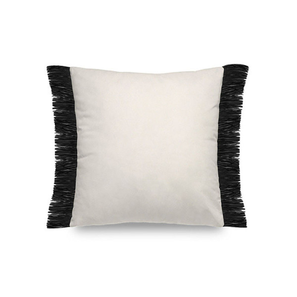 Pôdevache Unizo square peach skin cushion 45x45cm fringes