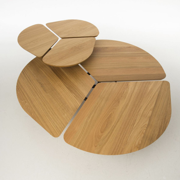 Table basse Airborne Miss Trèfle chêne - 3 dimensions