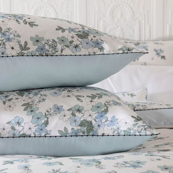 LE JACQUARD FRANCAIS 2 Manuka Ciel cotton pillowcases - 2 sizes