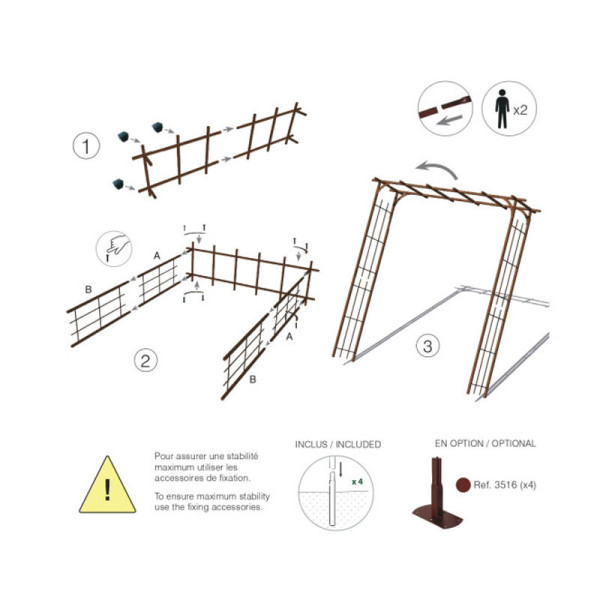 Pergola LOUIS MOULIN Grand modèle en acier fer vieilli
