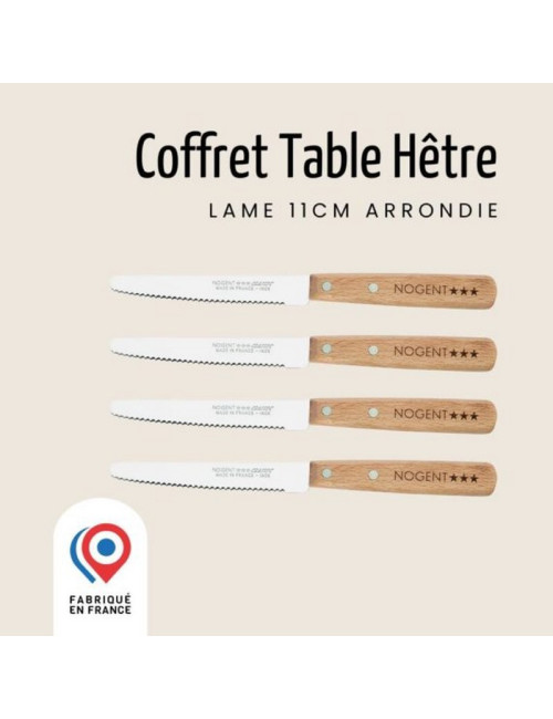 Coffret 4 pièces couteaux de table NOGENT Hêtre
